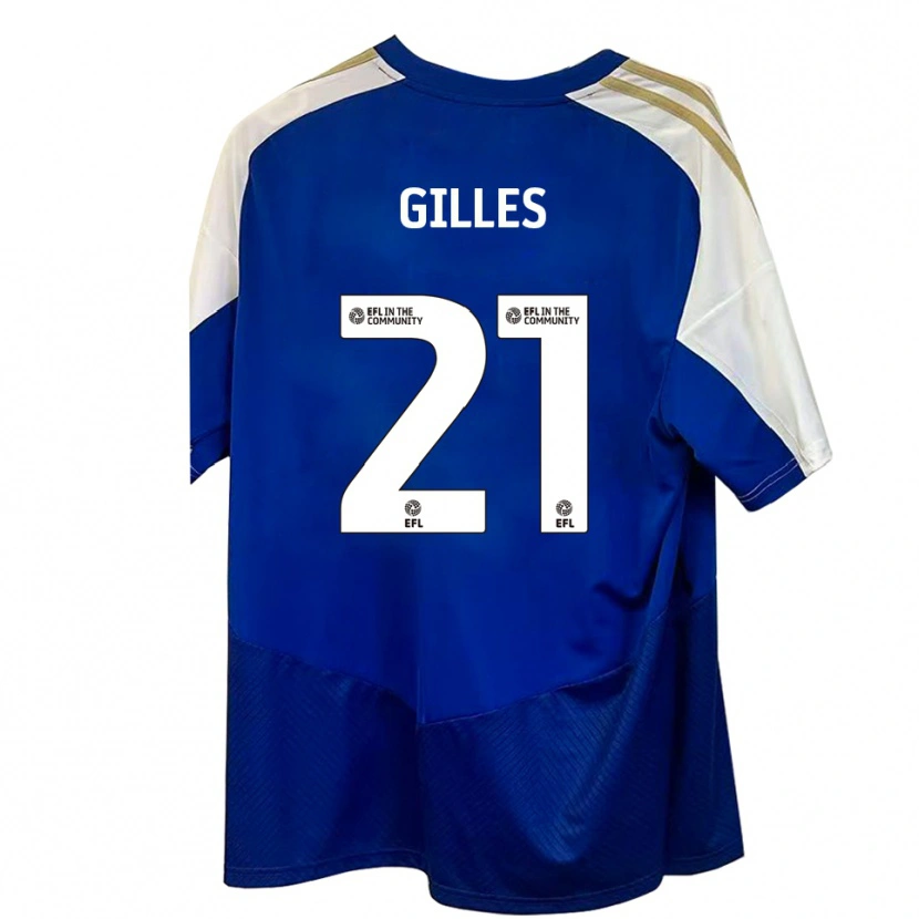 Danxen Mænd Sophie Gilles #21 Blå Hvid Guld Udebane Spillertrøjer 2025/26 Trøje T-Shirt