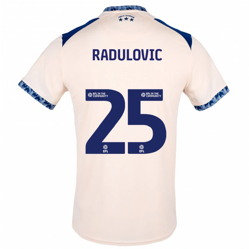 Danxen Mænd Bojan Radulović #25 Offwhite Marineblå Udebane Spillertrøjer 2025/26 Trøje T-Shirt