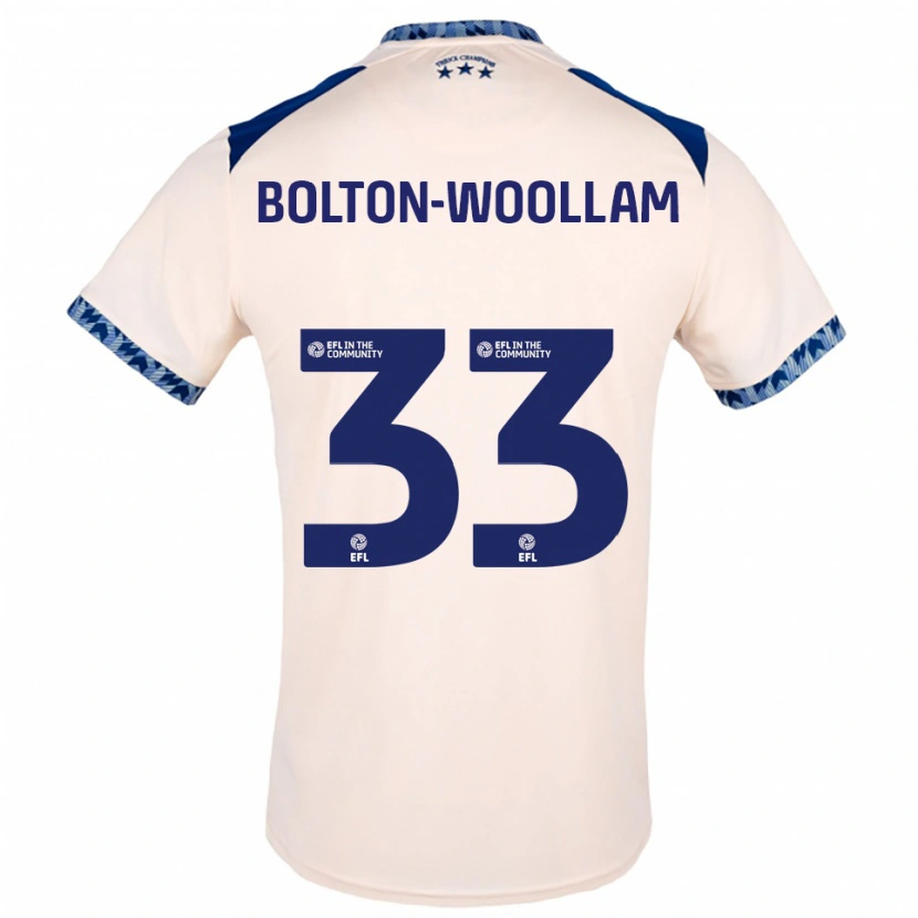 Danxen Mænd Kacey Bolton-Woollam #33 Offwhite Marineblå Udebane Spillertrøjer 2025/26 Trøje T-Shirt