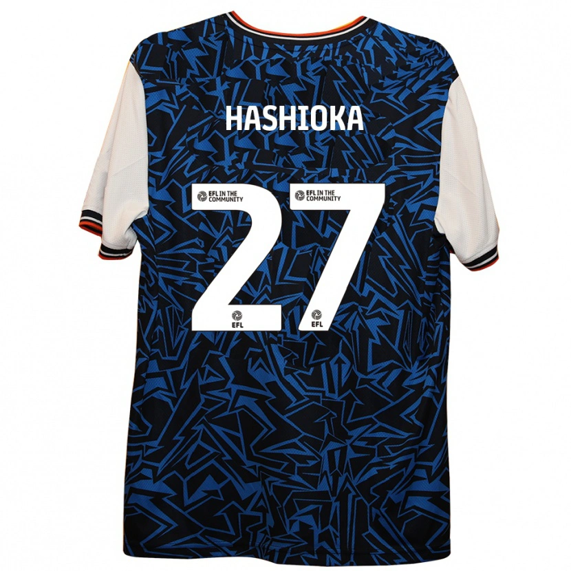 Danxen Mænd Daiki Hashioka #27 Blå Sort Hvid Udebane Spillertrøjer 2025/26 Trøje T-Shirt