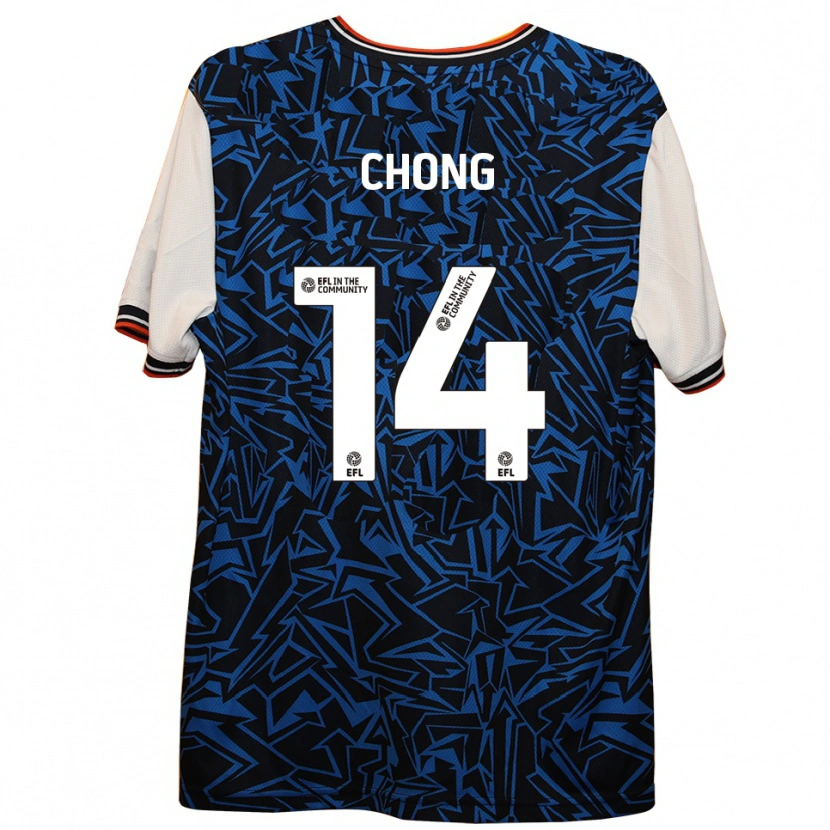 Danxen Mænd Tahith Chong #14 Blå Sort Hvid Udebane Spillertrøjer 2025/26 Trøje T-Shirt