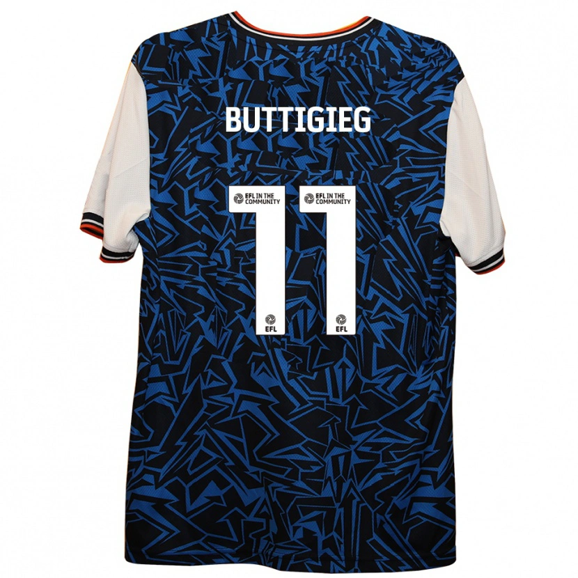 Danxen Mænd Fiona Buttigieg #11 Blå Sort Hvid Udebane Spillertrøjer 2025/26 Trøje T-Shirt