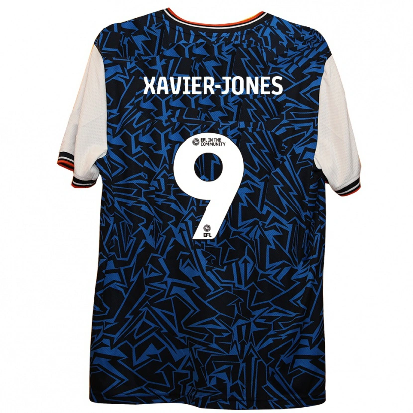 Danxen Mænd Tate Xavier-Jones #9 Blå Sort Hvid Udebane Spillertrøjer 2025/26 Trøje T-Shirt