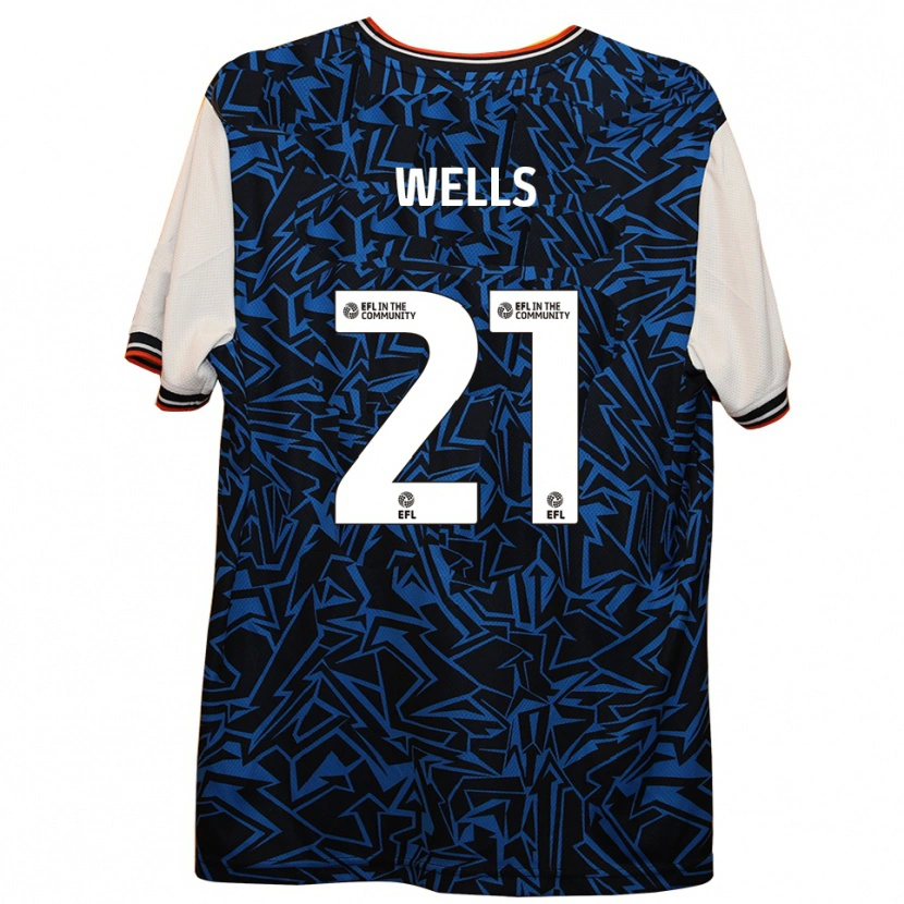 Danxen Mænd Nahki Wells #21 Blå Sort Hvid Udebane Spillertrøjer 2025/26 Trøje T-Shirt