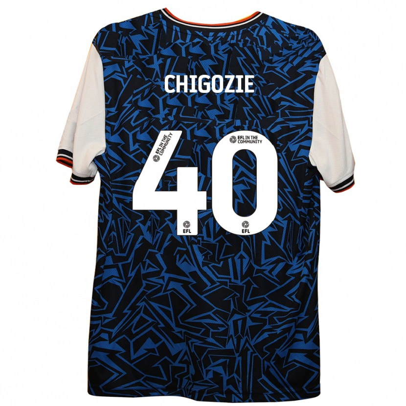 Danxen Mænd Christian Chigozie #40 Blå Sort Hvid Udebane Spillertrøjer 2025/26 Trøje T-Shirt