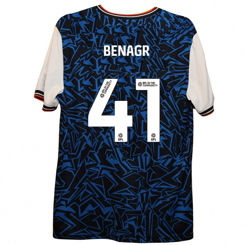 Danxen Mænd Benedict Benagr #41 Blå Sort Hvid Udebane Spillertrøjer 2025/26 Trøje T-Shirt