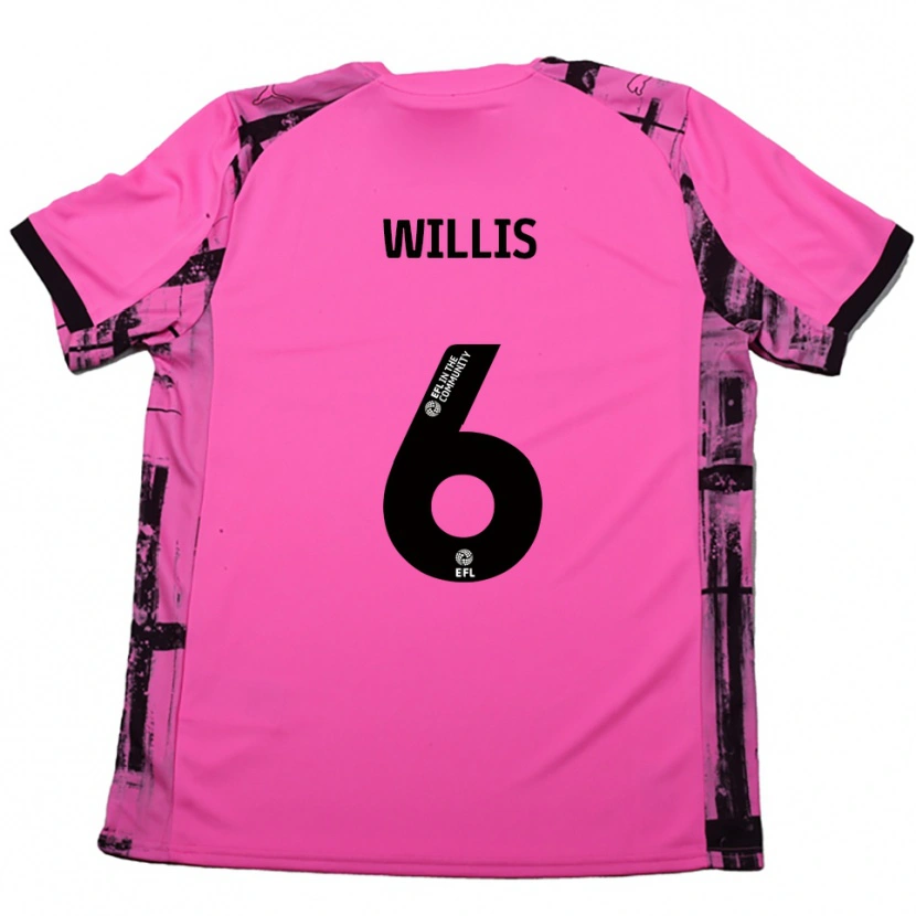 Danxen Mænd Jordan Willis #6 Rose Rød Sort Udebane Spillertrøjer 2025/26 Trøje T-Shirt