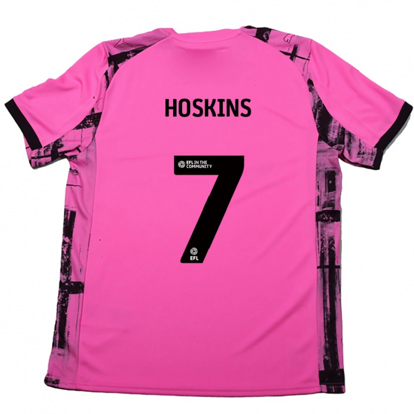 Danxen Mænd Sam Hoskins #7 Rose Rød Sort Udebane Spillertrøjer 2025/26 Trøje T-Shirt