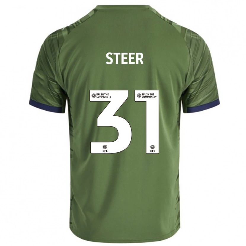 Danxen Mænd Jed Steer #31 Grøn Hvid Udebane Spillertrøjer 2025/26 Trøje T-Shirt