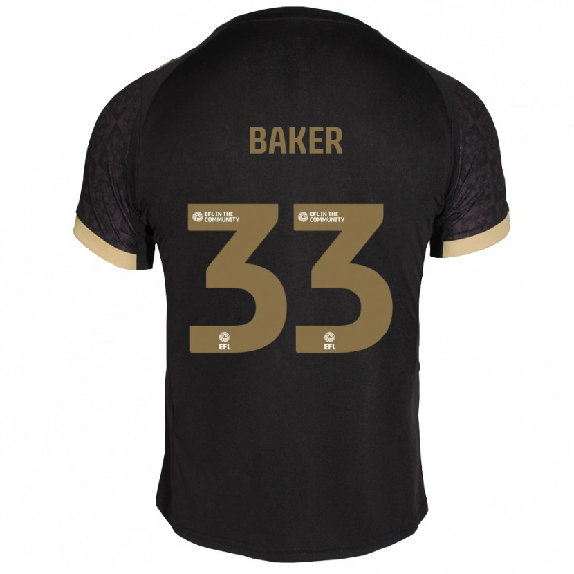Danxen Mænd Zak Baker #33 Sort Guld Udebane Spillertrøjer 2025/26 Trøje T-Shirt