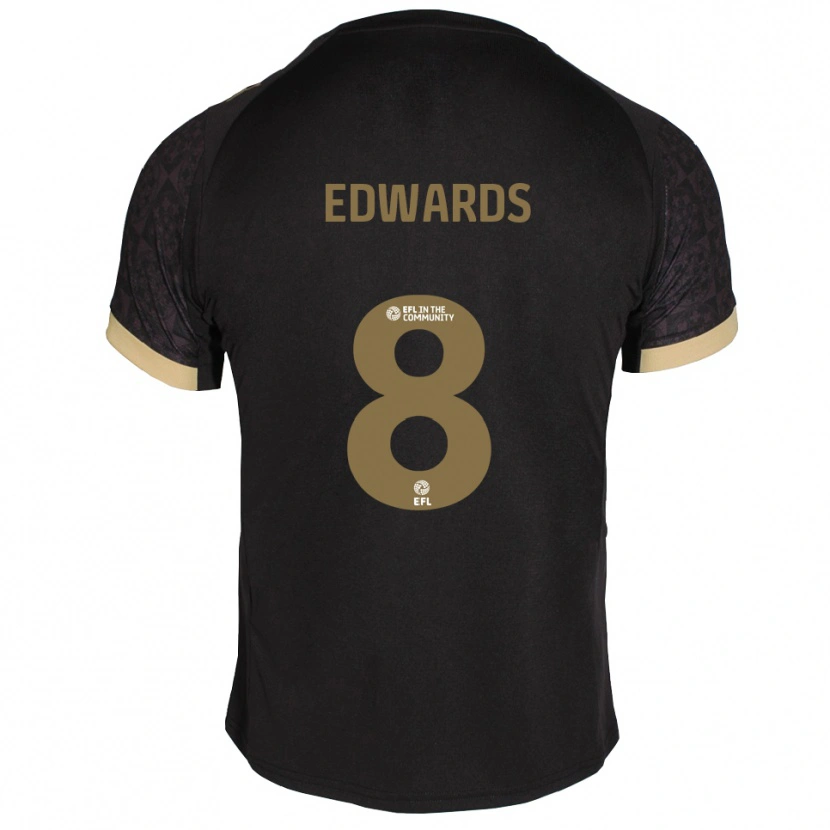 Danxen Mænd Joe Edwards #8 Sort Guld Udebane Spillertrøjer 2025/26 Trøje T-Shirt
