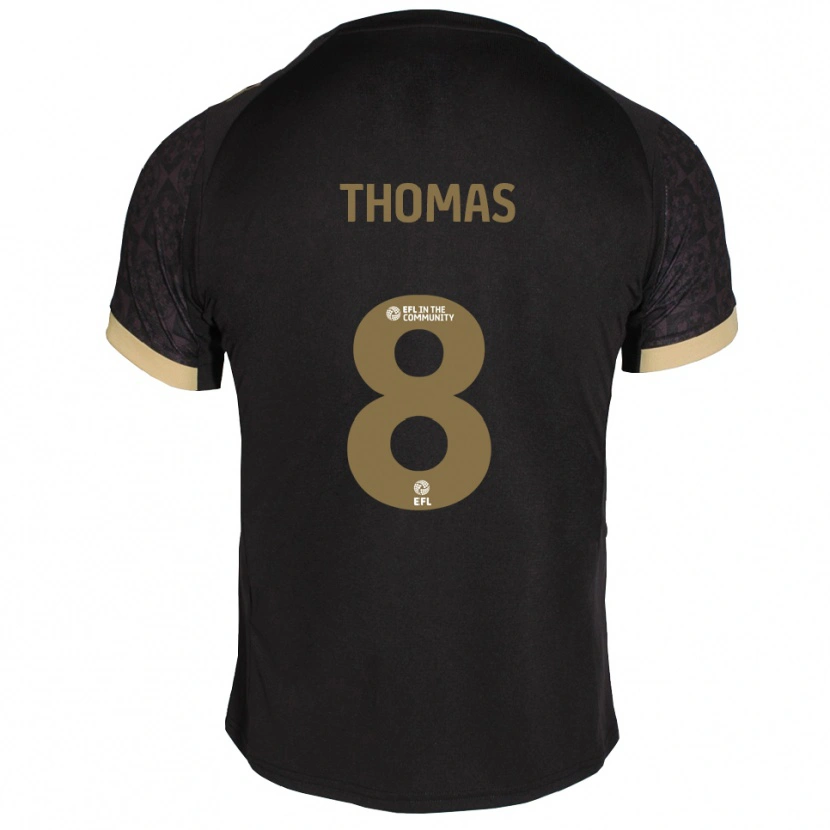 Danxen Mænd Lewis Thomas #8 Sort Guld Udebane Spillertrøjer 2025/26 Trøje T-Shirt