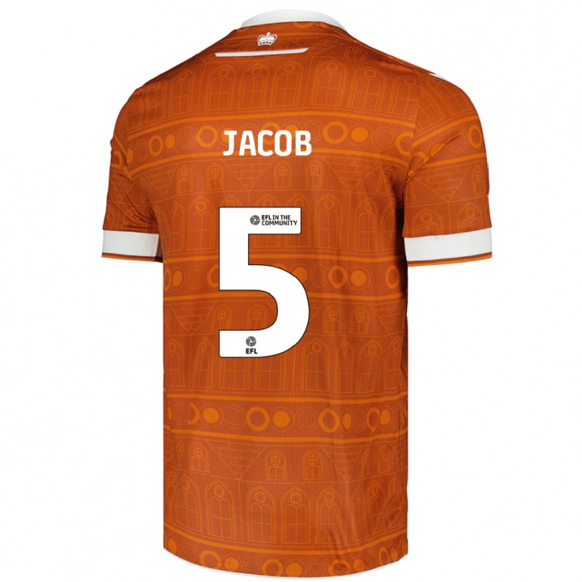 Danxen Mænd Matty Jacob #5 Orange Hvid Udebane Spillertrøjer 2025/26 Trøje T-Shirt