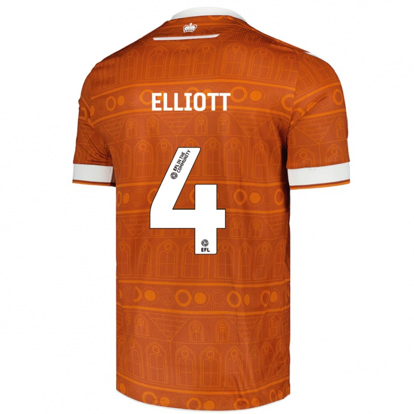 Danxen Mænd Ben Elliott #4 Orange Hvid Udebane Spillertrøjer 2025/26 Trøje T-Shirt