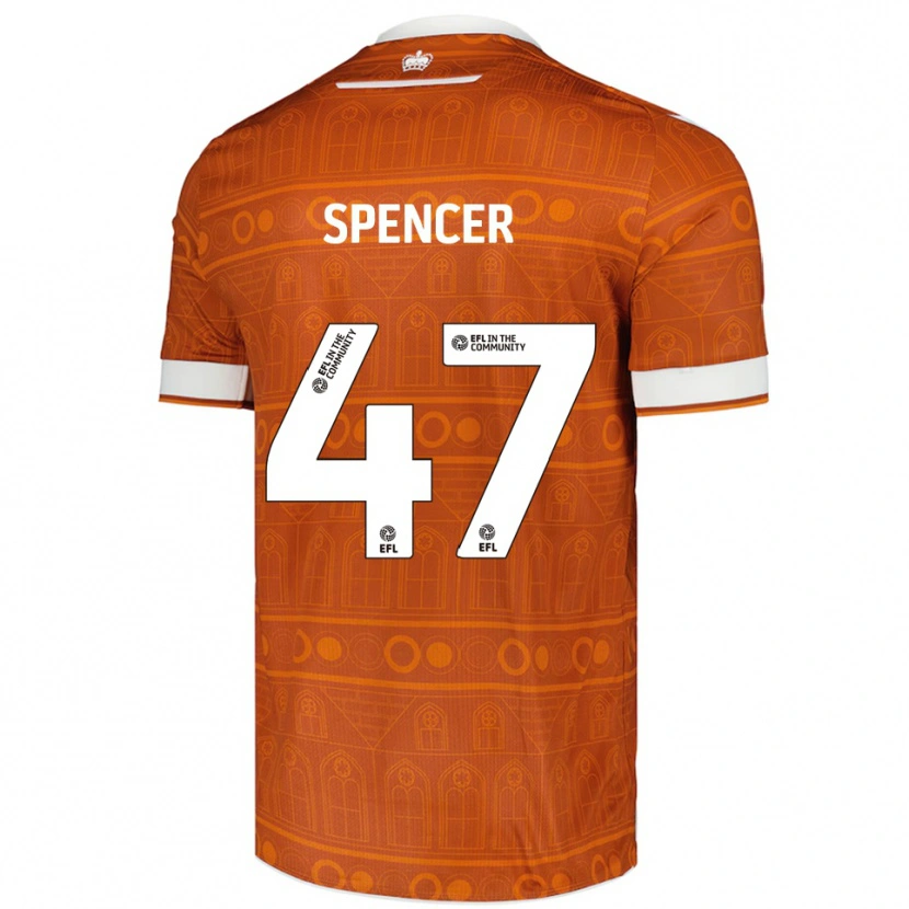 Danxen Mænd Shay Spencer #47 Orange Hvid Udebane Spillertrøjer 2025/26 Trøje T-Shirt