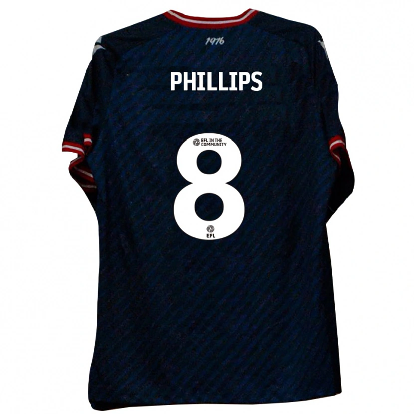 Danxen Mænd Daniel Phillips #8 Marineblå Rød Udebane Spillertrøjer 2025/26 Trøje T-Shirt