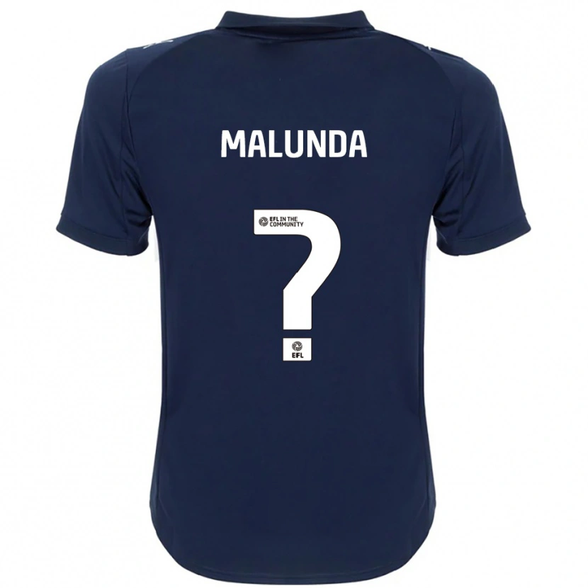 Danxen Mænd Troy Malunda #0 Marineblå Hvid Udebane Spillertrøjer 2025/26 Trøje T-Shirt