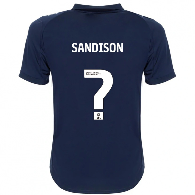 Danxen Mænd Nathan Sandison #0 Marineblå Hvid Udebane Spillertrøjer 2025/26 Trøje T-Shirt