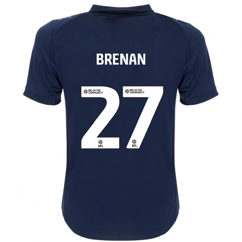 Danxen Mænd Tobias Brenan #27 Marineblå Hvid Udebane Spillertrøjer 2025/26 Trøje T-Shirt