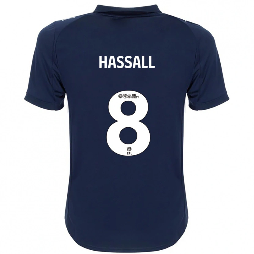 Danxen Mænd Molly Hassall #8 Marineblå Hvid Udebane Spillertrøjer 2025/26 Trøje T-Shirt