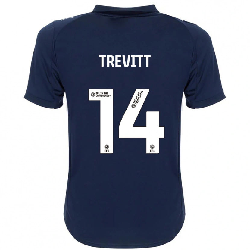 Danxen Mænd Ryan Trevitt #14 Marineblå Hvid Udebane Spillertrøjer 2025/26 Trøje T-Shirt