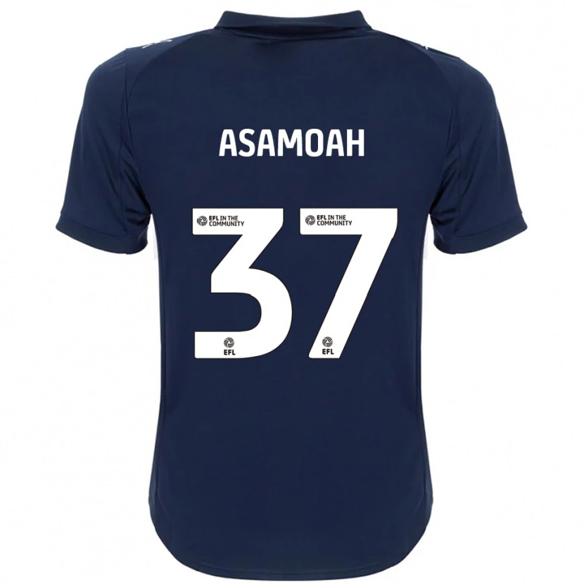 Danxen Mænd Maleace Asamoah #37 Marineblå Hvid Udebane Spillertrøjer 2025/26 Trøje T-Shirt