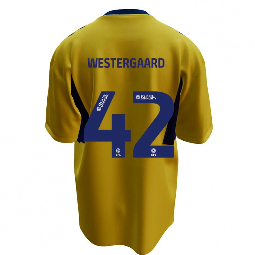 Danxen Mænd Magnus Westergaard #42 Gul Blå Udebane Spillertrøjer 2025/26 Trøje T-Shirt