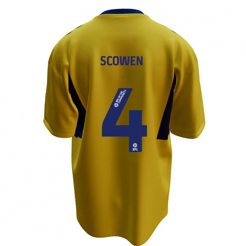 Danxen Mænd Josh Scowen #4 Gul Blå Udebane Spillertrøjer 2025/26 Trøje T-Shirt