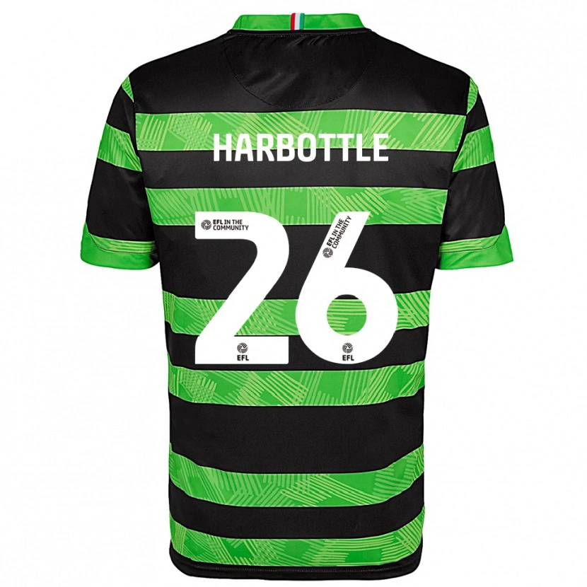 Danxen Mænd Riley Harbottle #26 Sort Grøn Udebane Spillertrøjer 2025/26 Trøje T-Shirt
