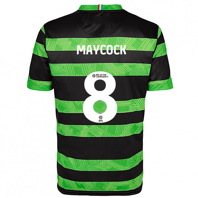 Danxen Mænd Callum Maycock #8 Sort Grøn Udebane Spillertrøjer 2025/26 Trøje T-Shirt