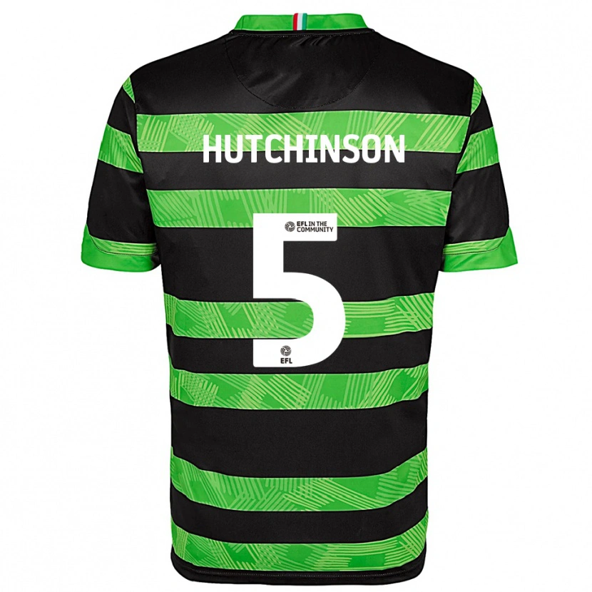 Danxen Mænd Sam Hutchinson #5 Sort Grøn Udebane Spillertrøjer 2025/26 Trøje T-Shirt