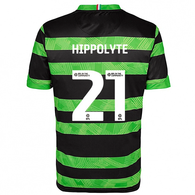 Danxen Mænd Myles Hippolyte #21 Sort Grøn Udebane Spillertrøjer 2025/26 Trøje T-Shirt