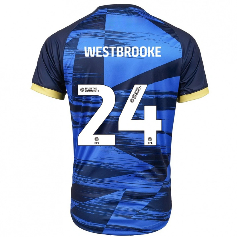 Danxen Mænd Zain Westbrooke #24 Blå Marineblå Udebane Spillertrøjer 2025/26 Trøje T-Shirt
