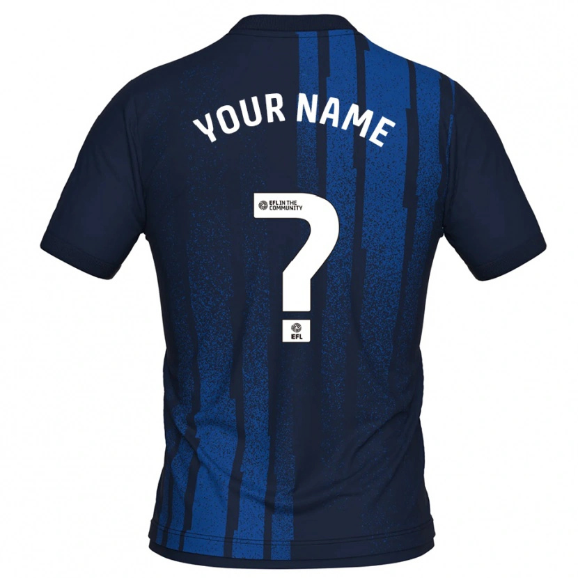 Danxen Mænd Dit Navn #0 Marineblå Hvid Udebane Spillertrøjer 2025/26 Trøje T-Shirt