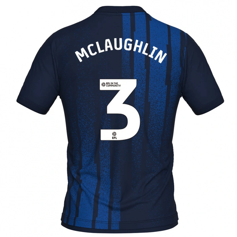 Danxen Mænd Stephen Mclaughlin #3 Marineblå Hvid Udebane Spillertrøjer 2025/26 Trøje T-Shirt