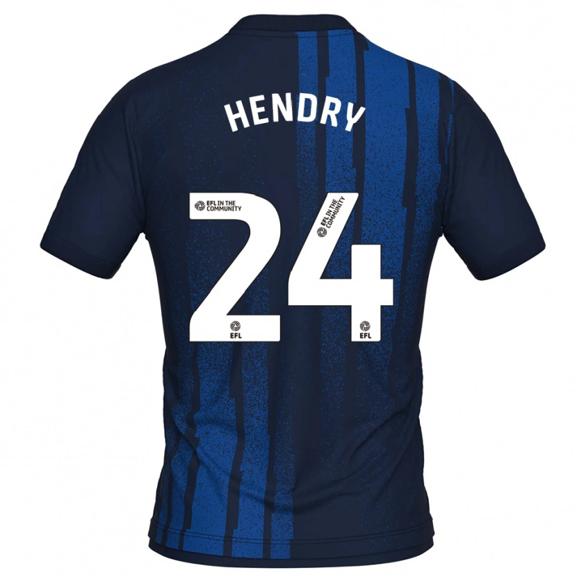 Danxen Mænd Regan Hendry #24 Marineblå Hvid Udebane Spillertrøjer 2025/26 Trøje T-Shirt