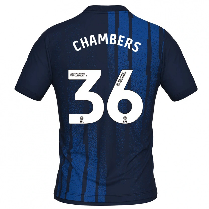 Danxen Mænd Jayden Chambers #36 Marineblå Hvid Udebane Spillertrøjer 2025/26 Trøje T-Shirt