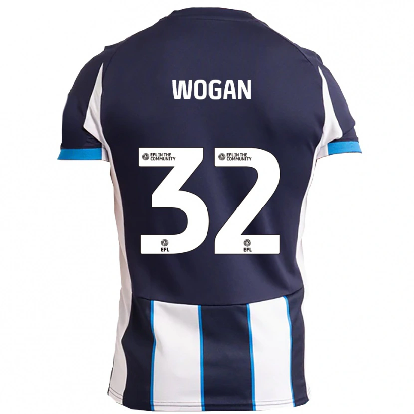 Danxen Mænd Andrew Wogan #32 Hvid Marineblå Udebane Spillertrøjer 2025/26 Trøje T-Shirt