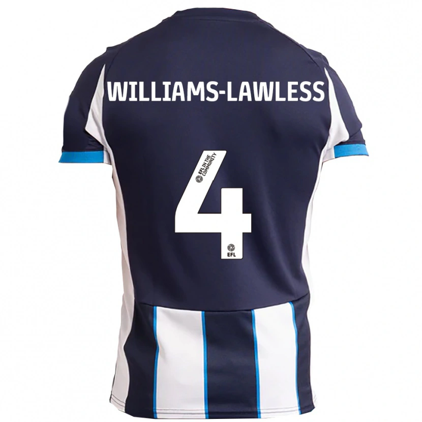 Danxen Mænd John Williams-Lawless #4 Hvid Marineblå Udebane Spillertrøjer 2025/26 Trøje T-Shirt