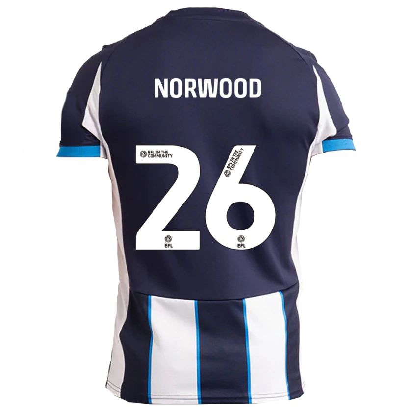 Danxen Mænd Oliver Norwood #26 Hvid Marineblå Udebane Spillertrøjer 2025/26 Trøje T-Shirt