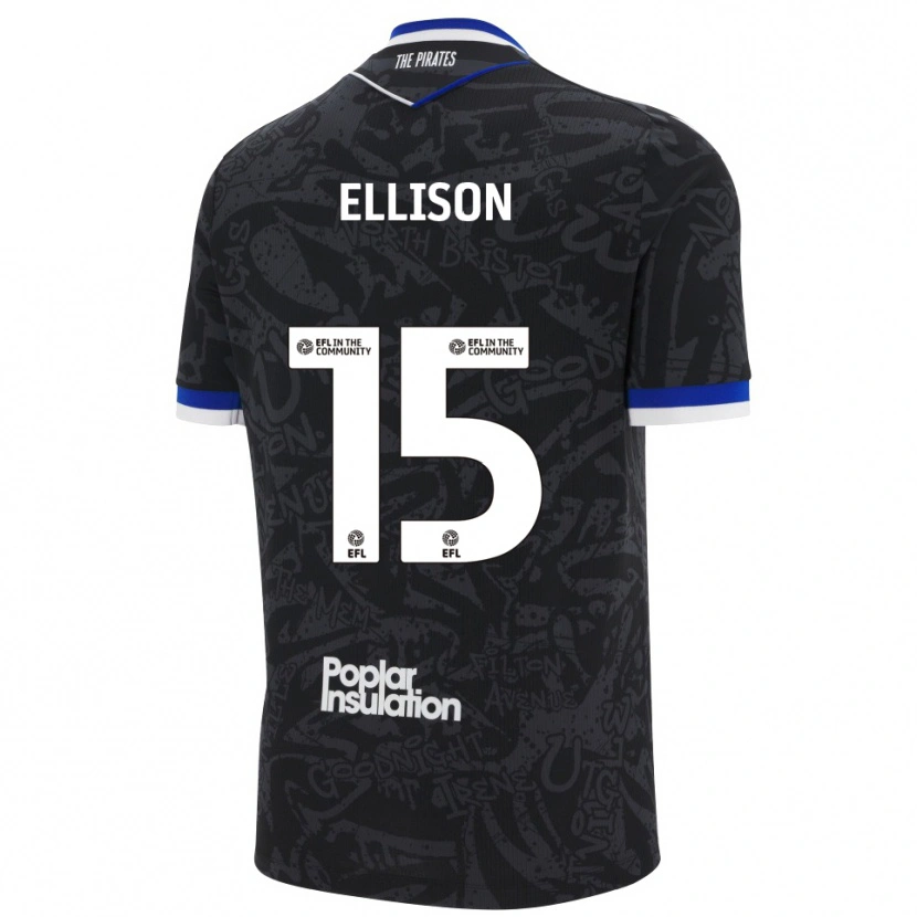 Danxen Mænd Dan Ellison #15 Sort Hvid Udebane Spillertrøjer 2025/26 Trøje T-Shirt