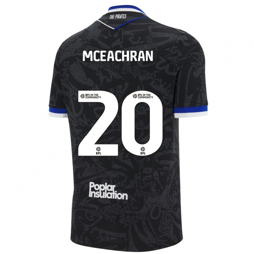 Danxen Mænd Josh Mceachran #20 Sort Hvid Udebane Spillertrøjer 2025/26 Trøje T-Shirt