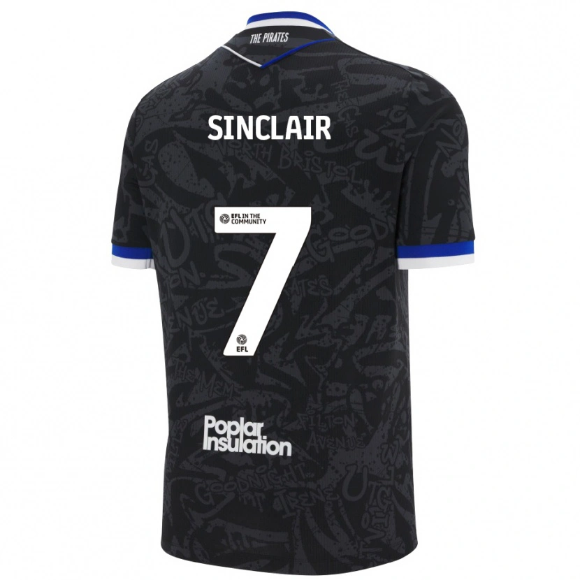 Danxen Mænd Scott Sinclair #7 Sort Hvid Udebane Spillertrøjer 2025/26 Trøje T-Shirt