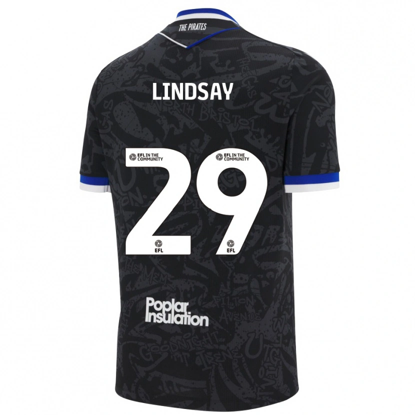 Danxen Mænd Jamie Lindsay #29 Sort Hvid Udebane Spillertrøjer 2025/26 Trøje T-Shirt