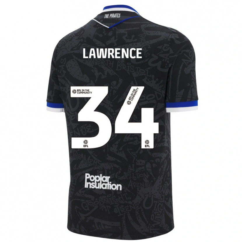 Danxen Mænd Jerry Lawrence #34 Sort Hvid Udebane Spillertrøjer 2025/26 Trøje T-Shirt