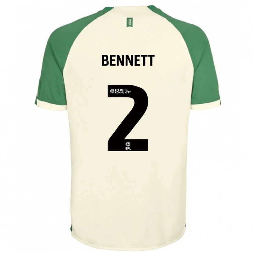 Danxen Mænd Liam Bennett #2 Off-White Grøn Udebane Spillertrøjer 2025/26 Trøje T-Shirt