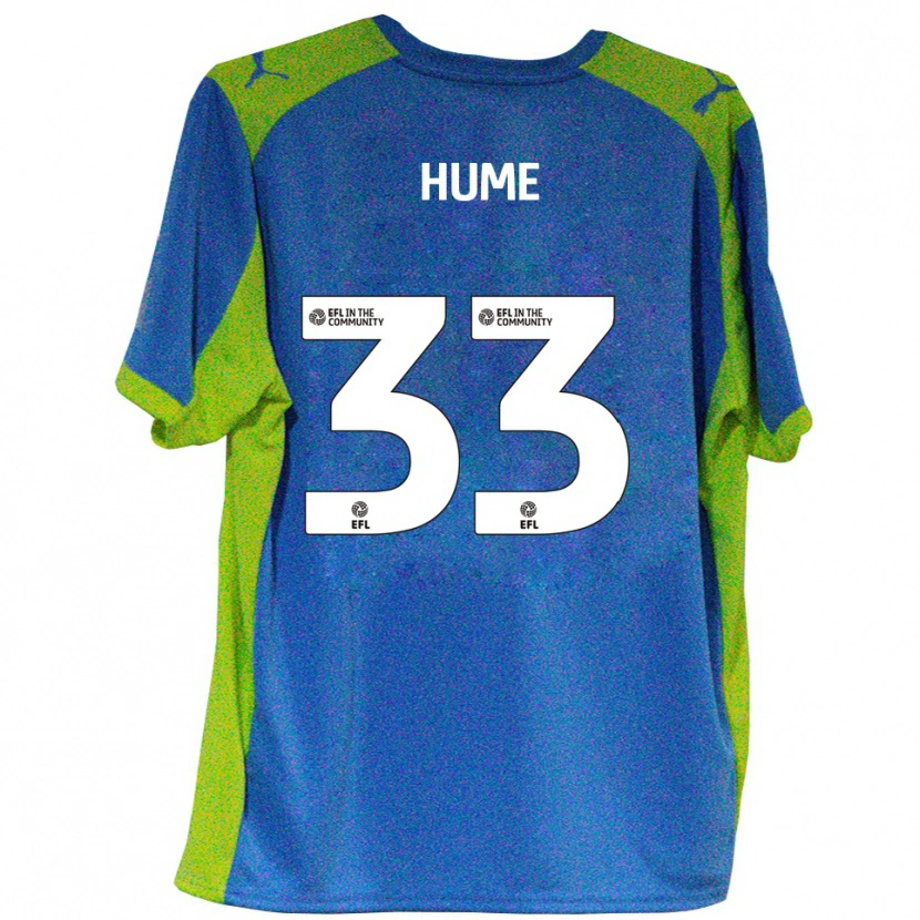 Danxen Mænd Denver Hume #33 Lyseblå Gul Udebane Spillertrøjer 2025/26 Trøje T-Shirt