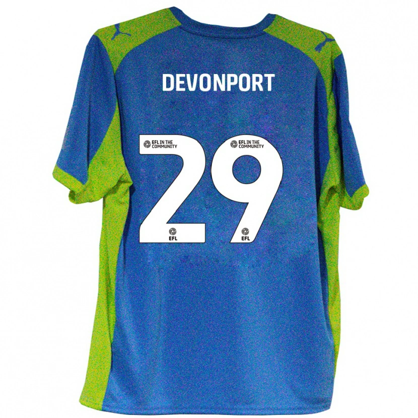 Danxen Mænd Owen Devonport #29 Lyseblå Gul Udebane Spillertrøjer 2025/26 Trøje T-Shirt