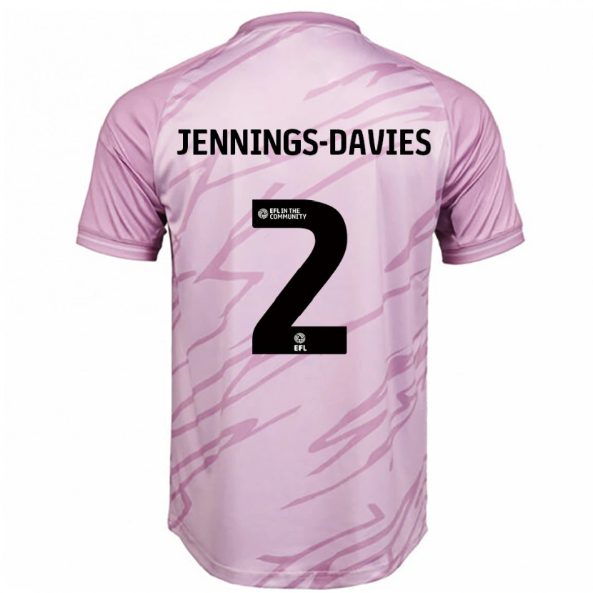 Danxen Mænd Emily-Grace Jennings-Davies #2 Pink Sort Udebane Spillertrøjer 2025/26 Trøje T-Shirt
