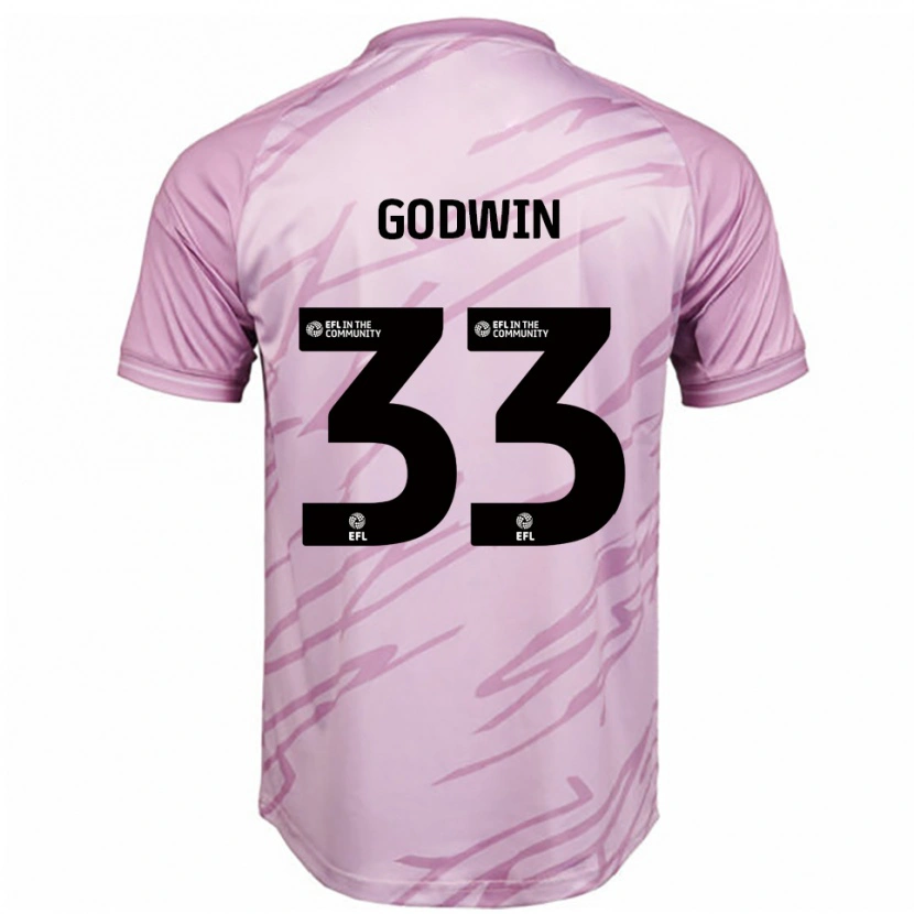 Danxen Mænd Isaac Godwin #33 Pink Sort Udebane Spillertrøjer 2025/26 Trøje T-Shirt